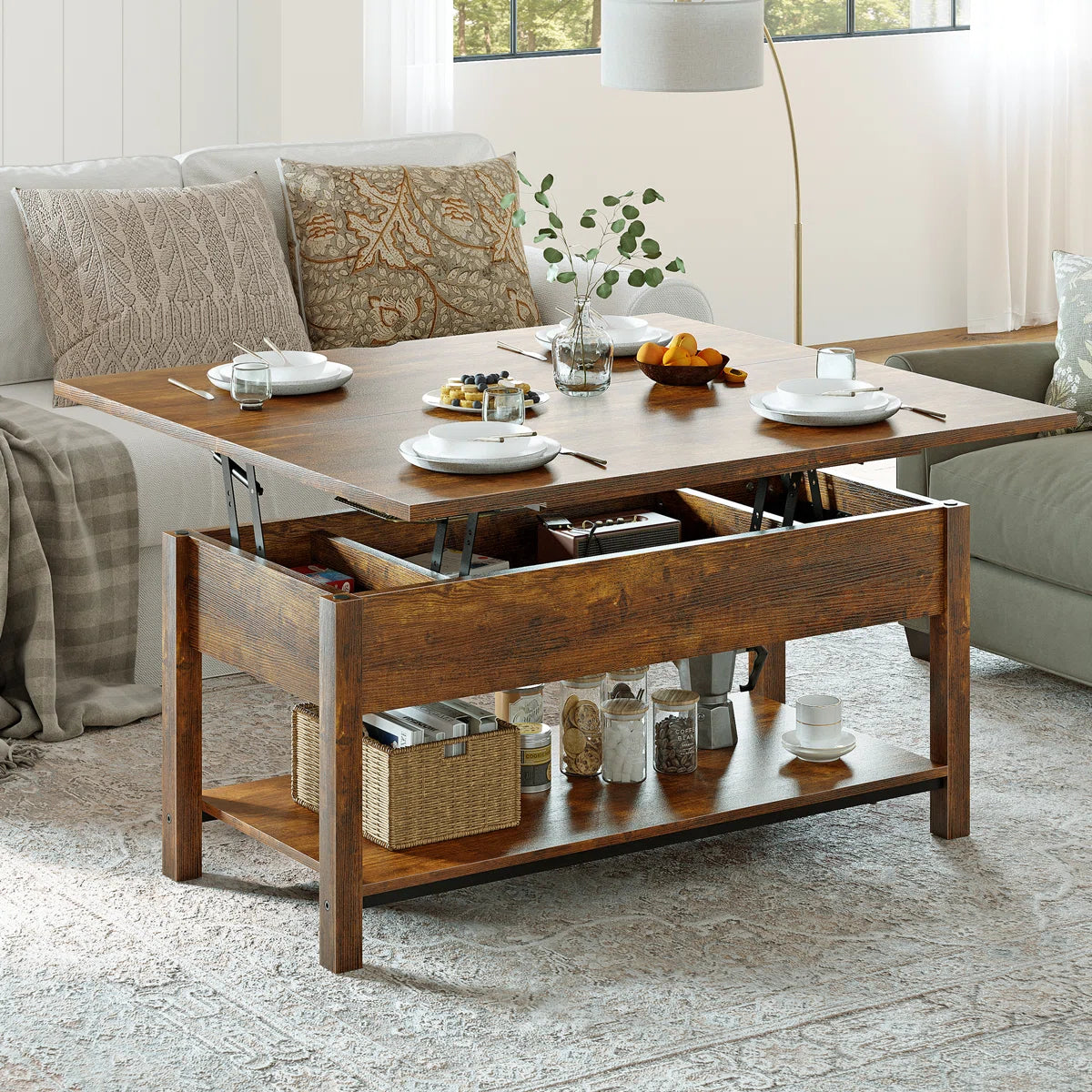Torron 4-in-1 Multi-Fuction Lift Top Coffee Table with Storage