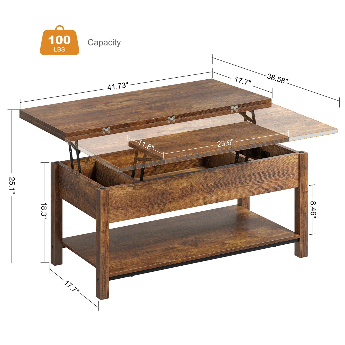 Torron 4-in-1 Multi-Fuction Lift Top Coffee Table with Storage