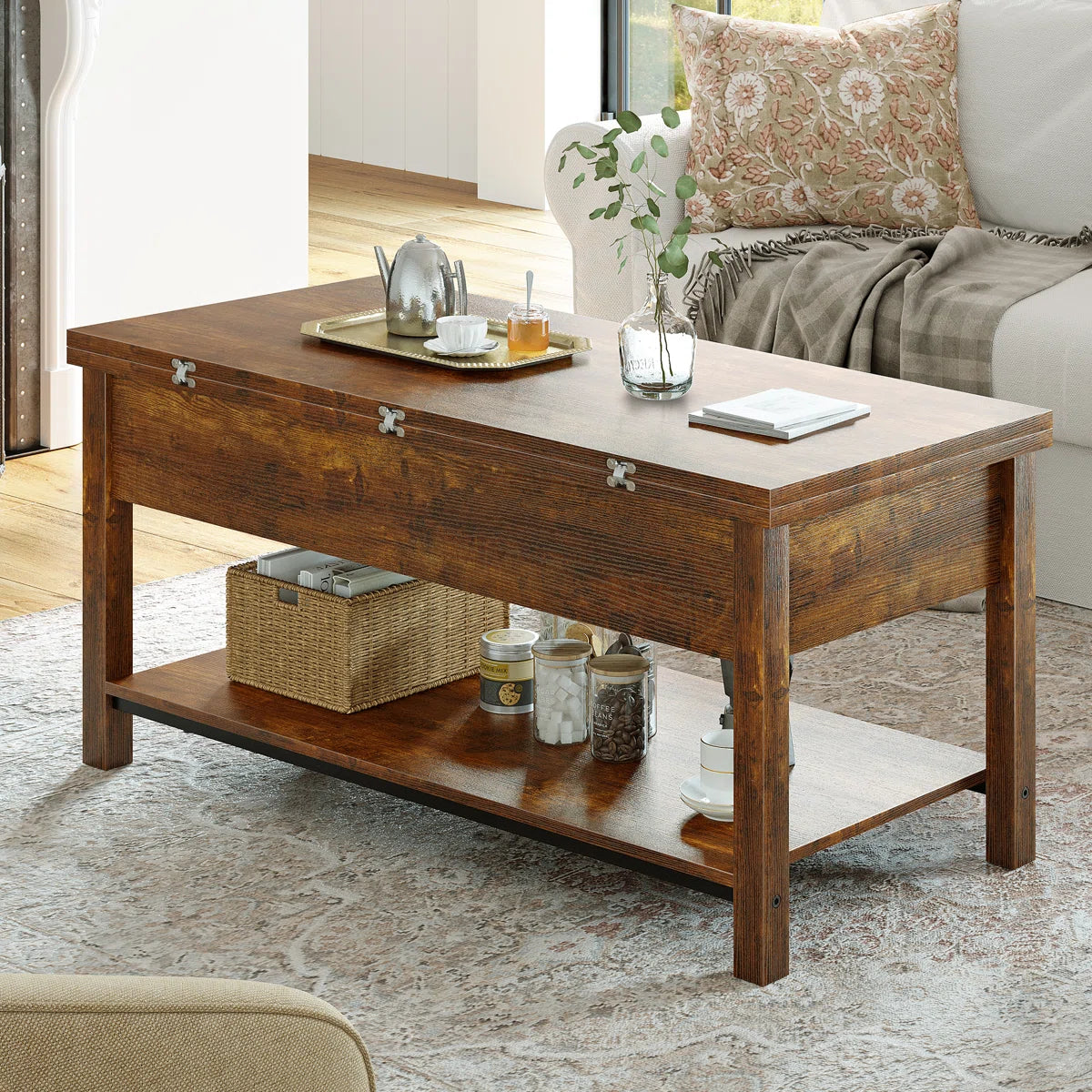 Torron 4-in-1 Multi-Fuction Lift Top Coffee Table with Storage
