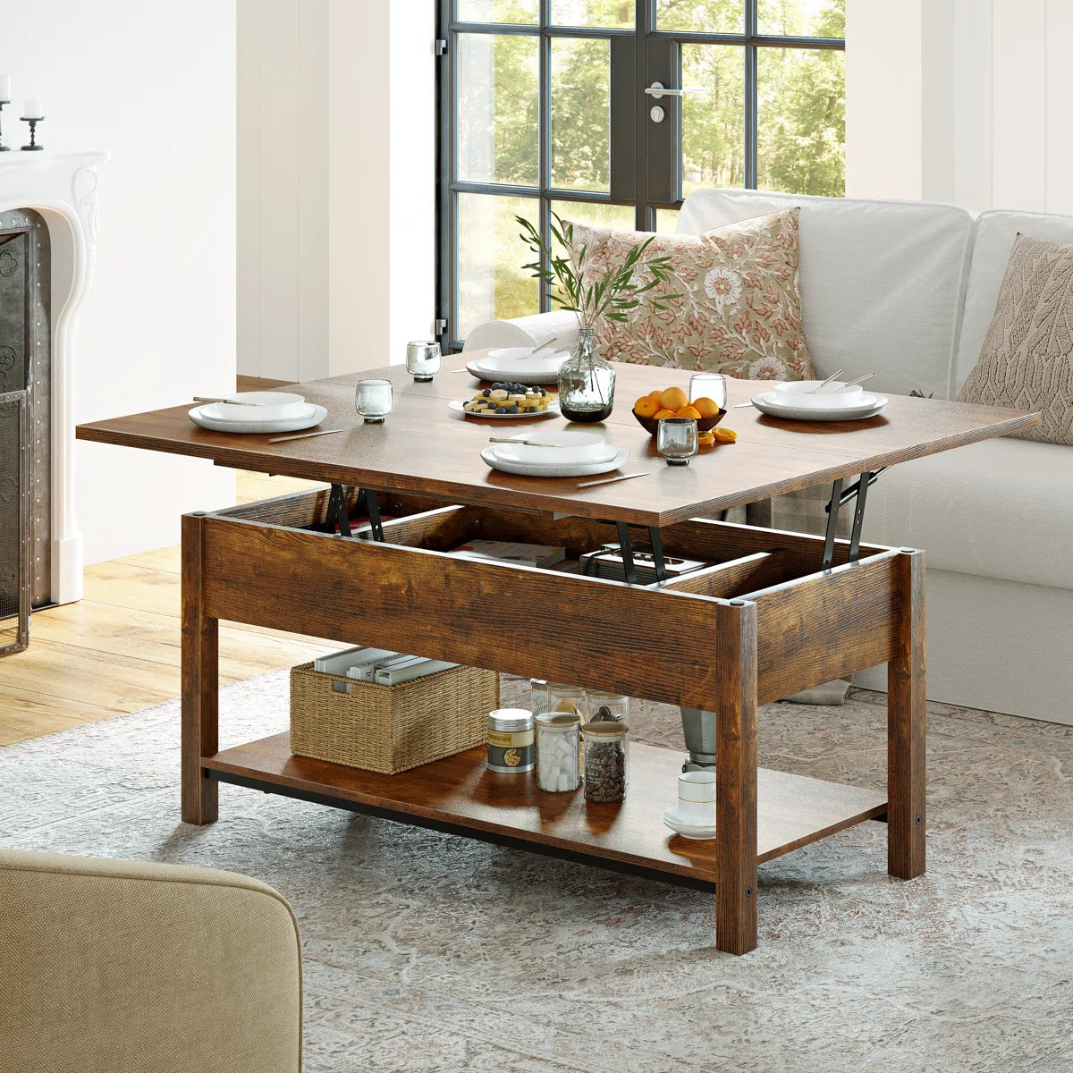 Torron 4-in-1 Multi-Fuction Lift Top Coffee Table with Storage